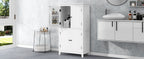 Bathroom floor storage cabinet, bathroom storage unit, 4-door independent cabinet, adjustable shelf, adaptive shelf, white