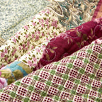 Tache Fairy Tale Tea Party Beige Burgundy Paisley Floral Cotton Patchwork Quilted Throw Blanket (DXJ103443)