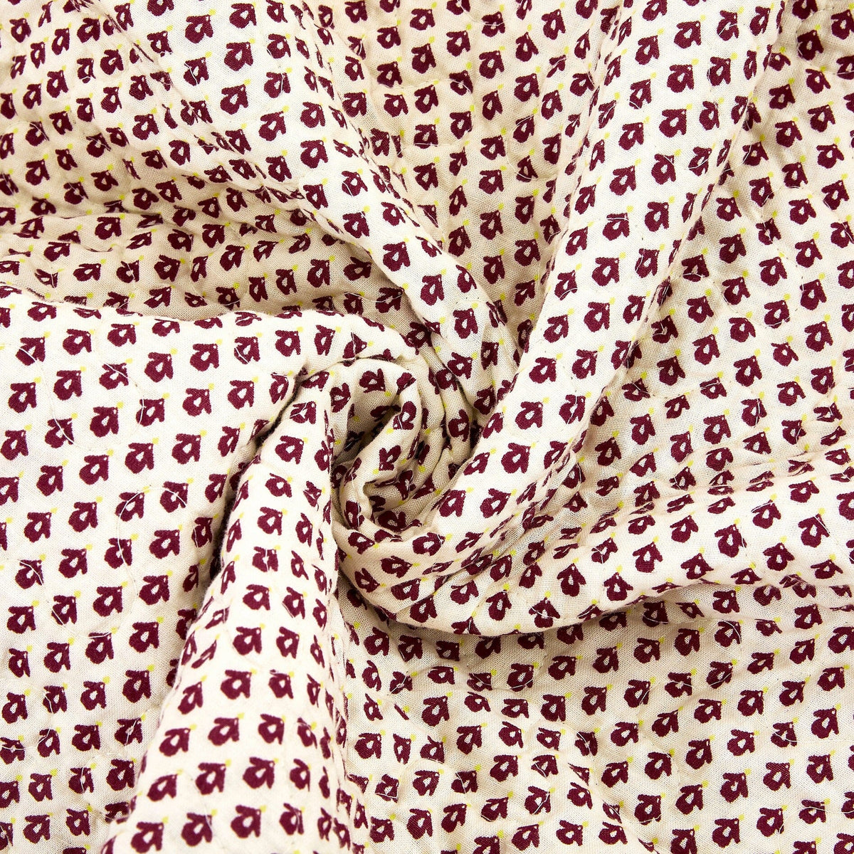 Tache Fairy Tale Tea Party Beige Burgundy Paisley Floral Cotton Patchwork Quilted Throw Blanket (DXJ103443)