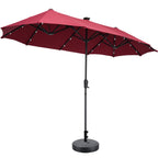 Ainfox 13ft Outdoor Patio Umbrella with Lights and Decorative Pattern Umbrella Base