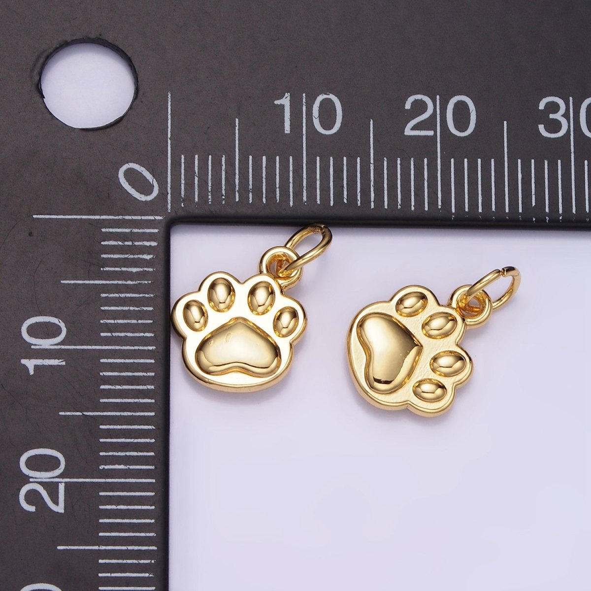 14K Gold Filled Mini Pet Pawprint Animal Minimalist Charm in Gold & Silver | AG652