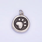 14K Gold Filled Pet Animal Pawprint Line-Textured Stamped Charm in Gold & Silver | AG639