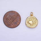 14K Gold Filled Pet Animal Pawprint Line-Textured Stamped Charm in Gold & Silver | AG639