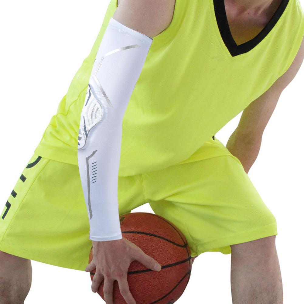 1PC Sport Black Arm Guard Compression Sleeves Sports Fitness Elastic Elbow Protective Pad Outdoor Basketball Football Sleeves For UV Summer Sun Protection Men Athletic Arm Cover