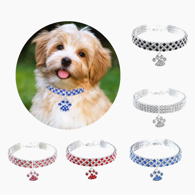 Pet Collar With Diamonds, Mixed-color Cat And Dog Supplies, Cat Claws, Elastic Cat And Dog Necklace Jewelry
