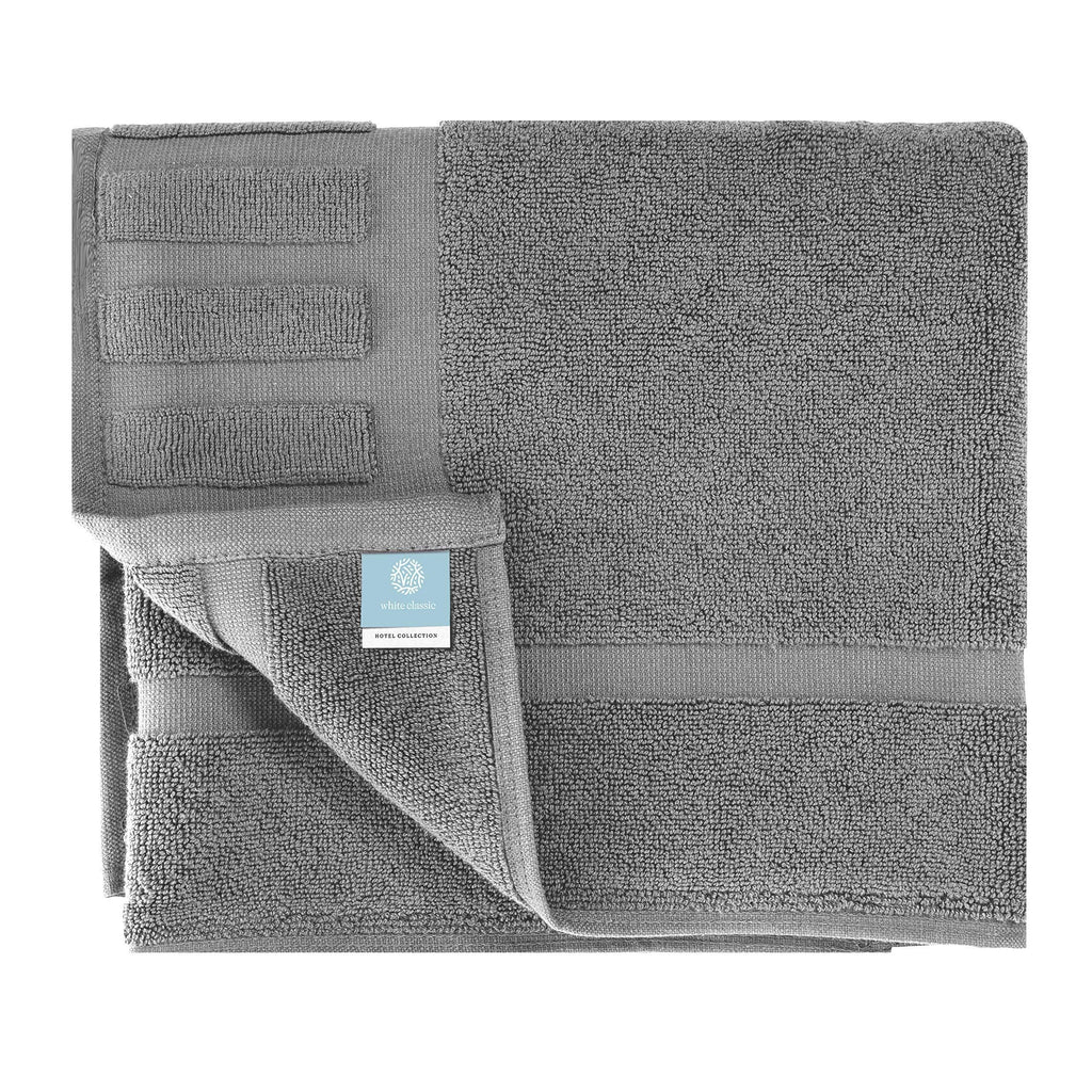Luxury Bath Mat Floor Towel Set Grey White 22 x34 in 2 Pack Absorbent Cotton
