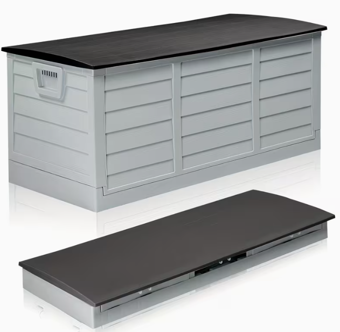 75 Gallon Heavy-Duty Outdoor Deck Box – Waterproof Patio Storage Box with Hinged Lid, Lockable & Easy Assembly