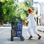 4-in-1 Double Pet Stroller with Detachable Carrier and Travel Carriage