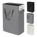 Slim Laundry Hamper With Handles Collapsible Laundry Basket Thin Dirty Clothes Basket Narrow Laundry Bag Foldable Dirty Cloth Hamper 45L (21 inchesGrey)