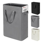 Slim Laundry Hamper With Handles Collapsible Laundry Basket Thin Dirty Clothes Basket Narrow Laundry Bag Foldable Dirty Cloth Hamper 45L (21 inchesGrey)