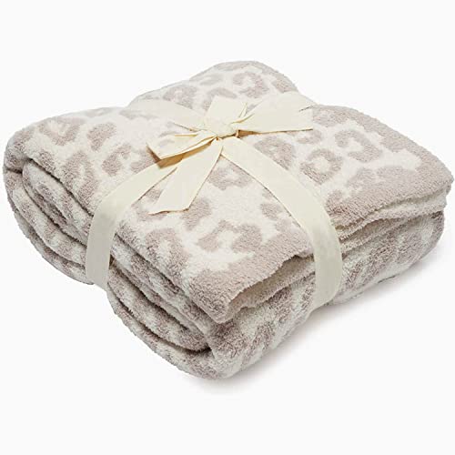 Fennco Styles Leopard Print Ultra-Soft Throw Blanket 50" W x 60" L - Beige Wild Cozy Blanket for Indoor Outdoor Use, Couch, Bedroom, Living Room, Office Décor