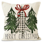 Green Christmas Pillow Cover Linen Printed Pillow Cover Holiday Living Room Bedroom Decoration Cushion Cover