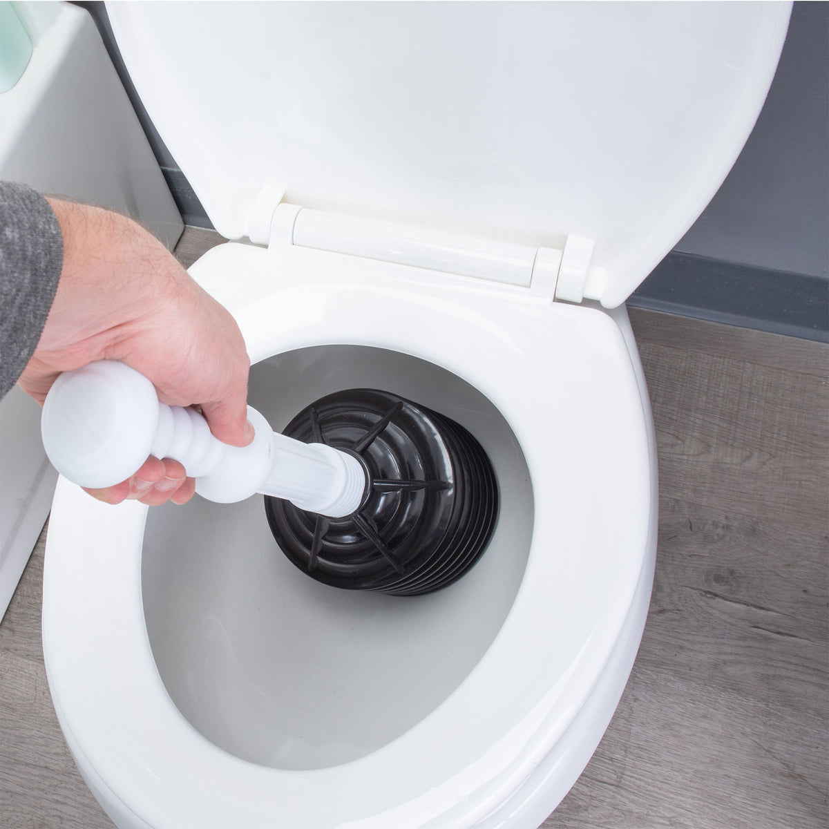 Bellows Accordion Toilet Plunger (Black and White)