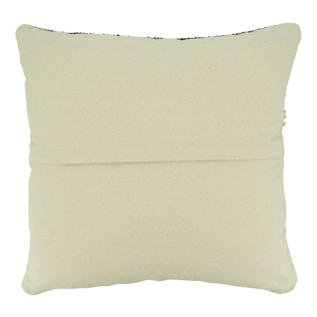 Fennco Styles Stripe Chindi Design Cotton Decorative Throw Pillow 20" W X 20" L – Black & Natural Textured Cushion for Couch, Sofa, Bedroom, Living Room and Office Décor