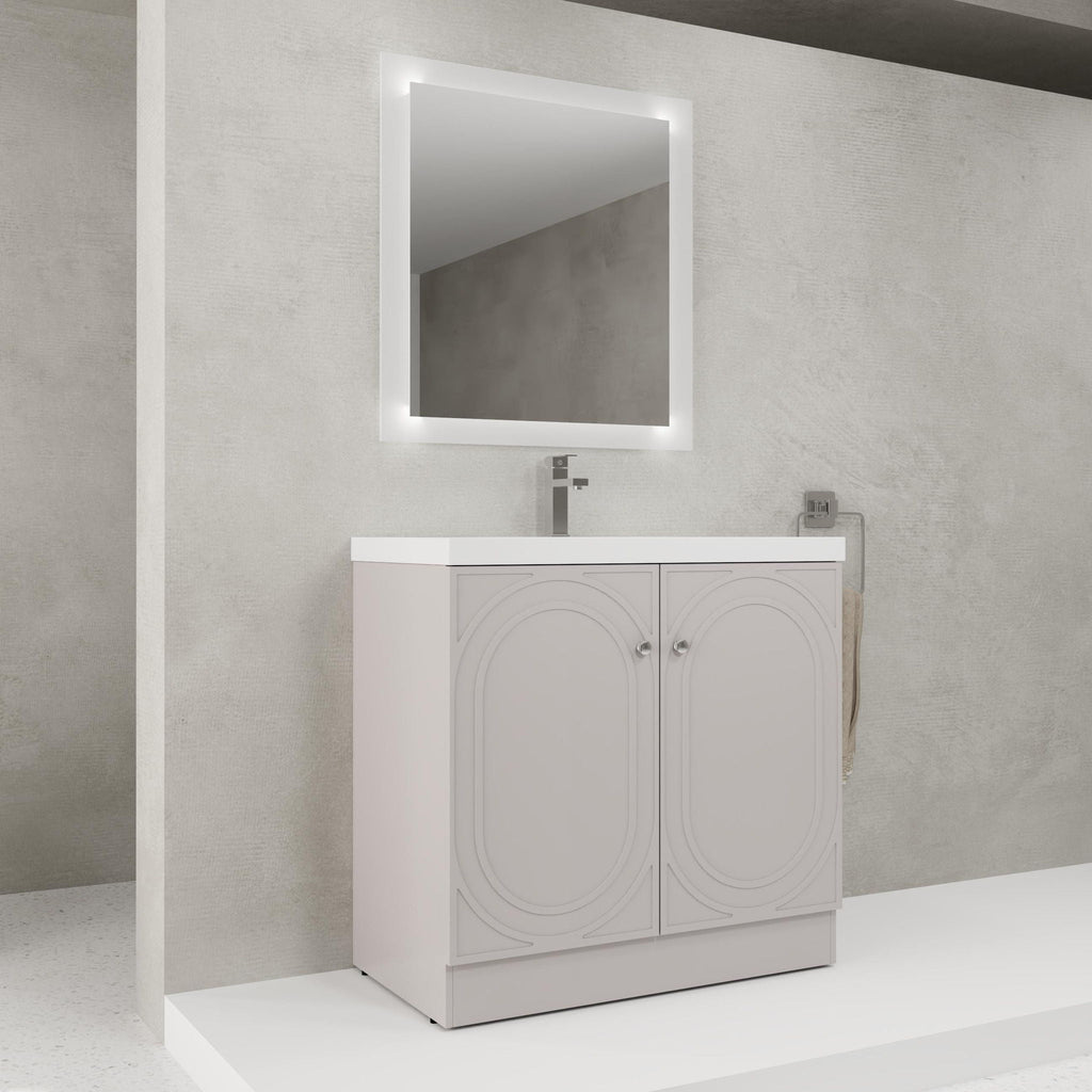 Contemporary Freestanding Bathroom Vanity With Resin Sink & Soft-Close Cabinet Doors
