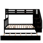 Bunk Bed With Twin Size Trundle, Storage And Guard Rail For Bedroom