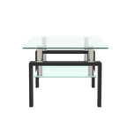 Rectangle Black Glass Coffee Table Clear Coffee Table Modern Side Center Tables for Living Room Living Room Furniture