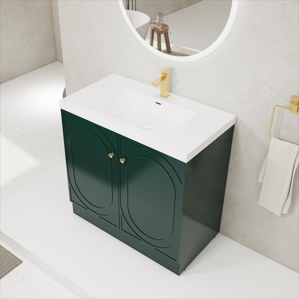 Contemporary Freestanding Bathroom Vanity With Resin Sink & Soft-Close Cabinet Doors