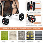 4-in-1 Double Pet Stroller with Detachable Carrier and Travel Carriage