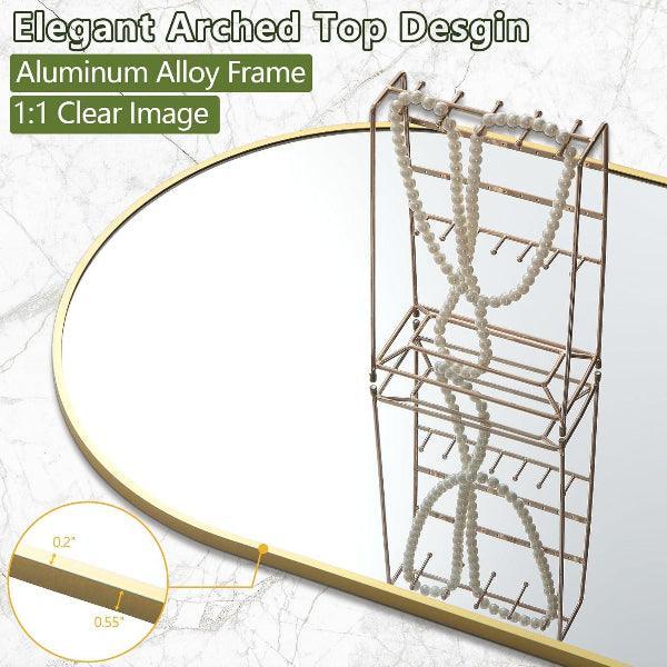 MELOMOIR Large Arched Mirror - Full Length, Extra Large Floor Mirror for Bedroom, Living Room, Gym - Hanging or Leaning - Gold Frame