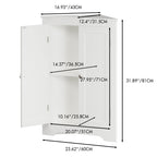 Corner Cabinet With 2 Doors And Adjustable Shelves, Freestanding Narrow Storage Organizer For Bathroom - White