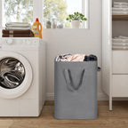 Slim Laundry Hamper With Handles Collapsible Laundry Basket Thin Dirty Clothes Basket Narrow Laundry Bag Foldable Dirty Cloth Hamper 45L (21 inchesGrey)