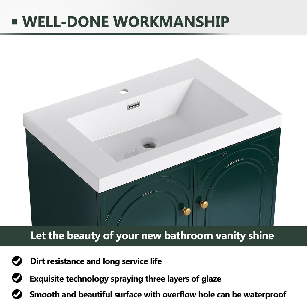 Contemporary Freestanding Bathroom Vanity With Resin Sink & Soft-Close Cabinet Doors