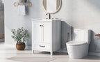24" Bathroom Vanity with Sink, Bathroom Vanity Cabinet with One Drawer and Doors, Solid Wood and MDF, White