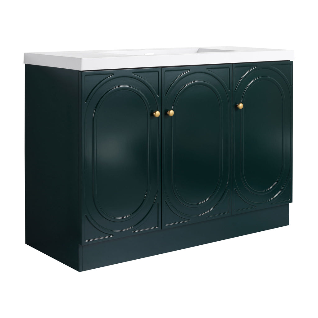Contemporary Freestanding Bathroom Vanity With Resin Sink & Soft-Close Cabinet Doors