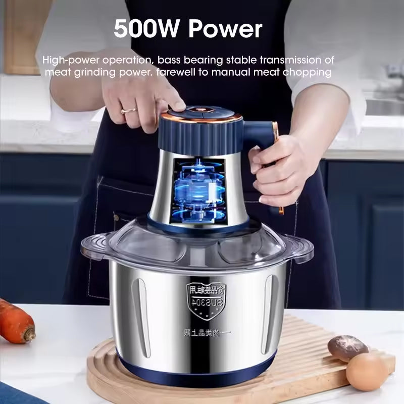 Electric Meat Grinders, 5L Food Processor, Stainless Steel Multifunctional Vegetable Slicer, Kitchen Chopper & Mixer