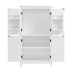 Bathroom floor storage cabinet, bathroom storage unit, 4-door independent cabinet, adjustable shelf, adaptive shelf, white