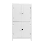 Bathroom floor storage cabinet, bathroom storage unit, 4-door independent cabinet, adjustable shelf, adaptive shelf, white