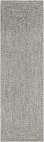 Cream Charcoal Braided Faux Jute Outdoor Rug