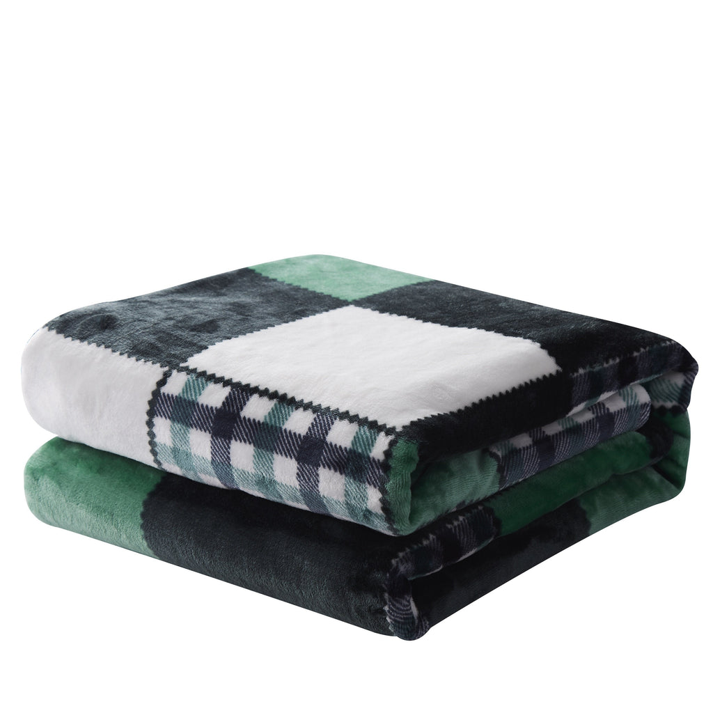 Tache Forest Green Plaid Flannel Throw Blanket (4023)