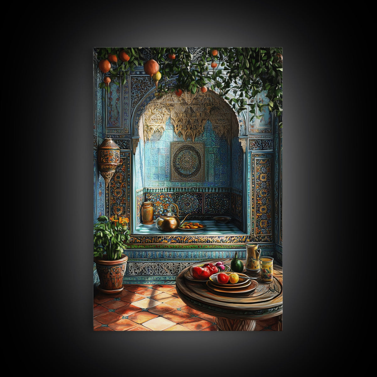 Kitchen Wall Art, Still Life Painting Print of a Moroccan Kitchen, Morocco Art, Travel Decor, Moroccan Wall Decor, Art for Kitchen or Dining Room
