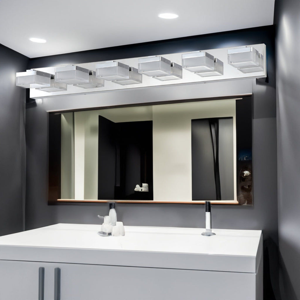 Modern 6-Light Chrome LED Vanity Mirror Light Fixture For Bathrooms And Makeup Tables