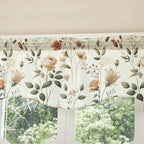DaDa Bedding Collection Enchanted Meadow Semi-Sheer Valance - Floral Elegance in Beige, Rose, and Soft Green, Light Filtering See Through Microfiber, Rod Pocket Design, 18x52 Inches