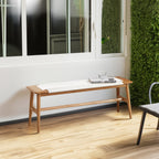 Design Natural Oak Wood Dining Bench Bed Bench for Dining Room, Bedroom, Bathroom (White)