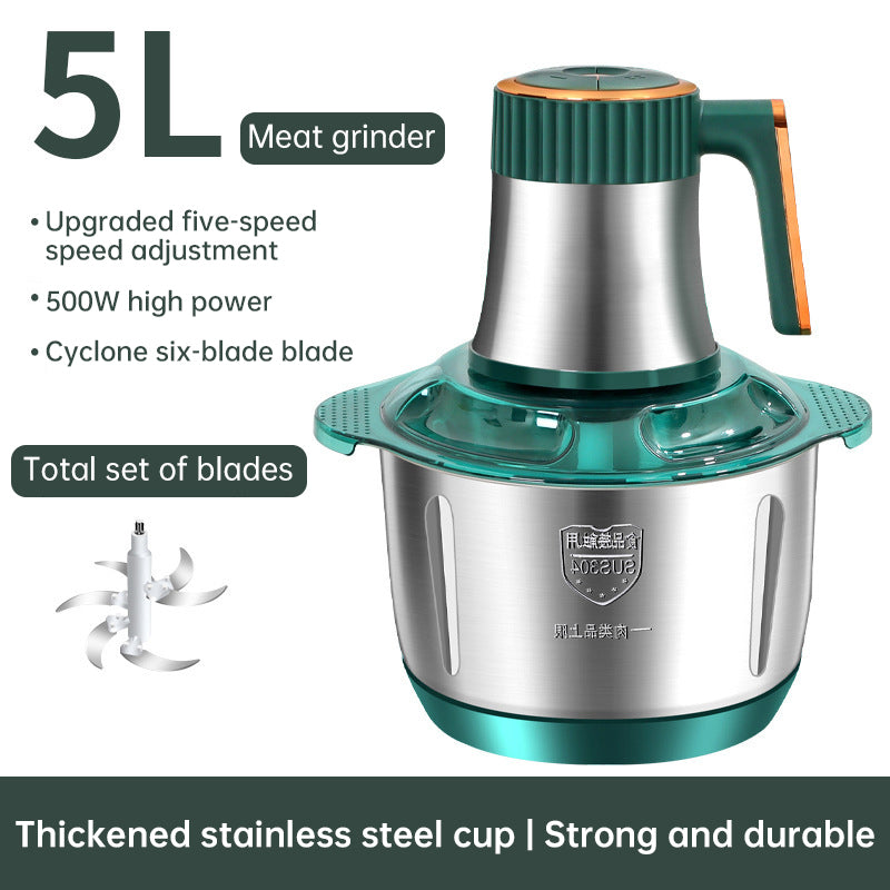 Electric Meat Grinders, 5L Food Processor, Stainless Steel Multifunctional Vegetable Slicer, Kitchen Chopper & Mixer