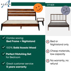 [Buy 1 Get 1] Emery Solid Wood Bed Frame & Nightstand