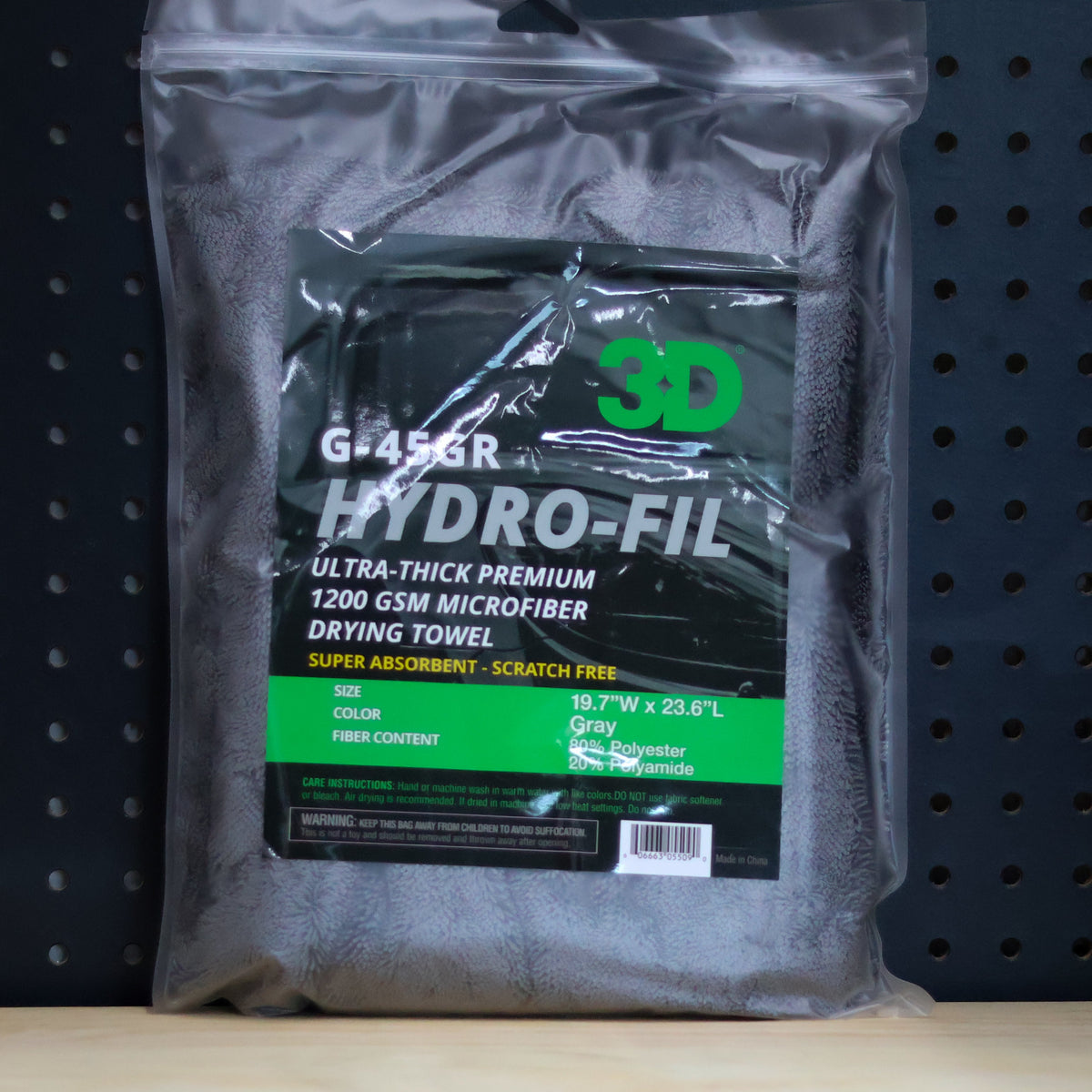 3D Gray HYDRO-FIL Ultra-Thick 1200 GSM Premium Microfiber Towel 20X24 G-45GR