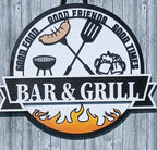 Bar & Grill Sign for Patio, Backyard & Outdoor Kitchen Decor