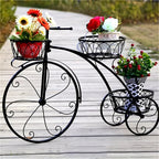 Metal Bicycle Planter 3 Tier Tricycle Flower Plant Stand Parisian Style Flower Display Stand Cart For Home Decor Patio Garden Flower Shop Indoor Outdoor