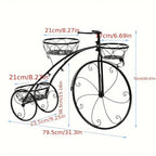 Metal Bicycle Planter 3 Tier Tricycle Flower Plant Stand Parisian Style Flower Display Stand Cart For Home Decor Patio Garden Flower Shop Indoor Outdoor