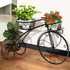 Metal Bicycle Planter 3 Tier Tricycle Flower Plant Stand Parisian Style Flower Display Stand Cart For Home Decor Patio Garden Flower Shop Indoor Outdoor