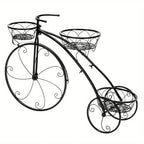 Metal Bicycle Planter 3 Tier Tricycle Flower Plant Stand Parisian Style Flower Display Stand Cart For Home Decor Patio Garden Flower Shop Indoor Outdoor