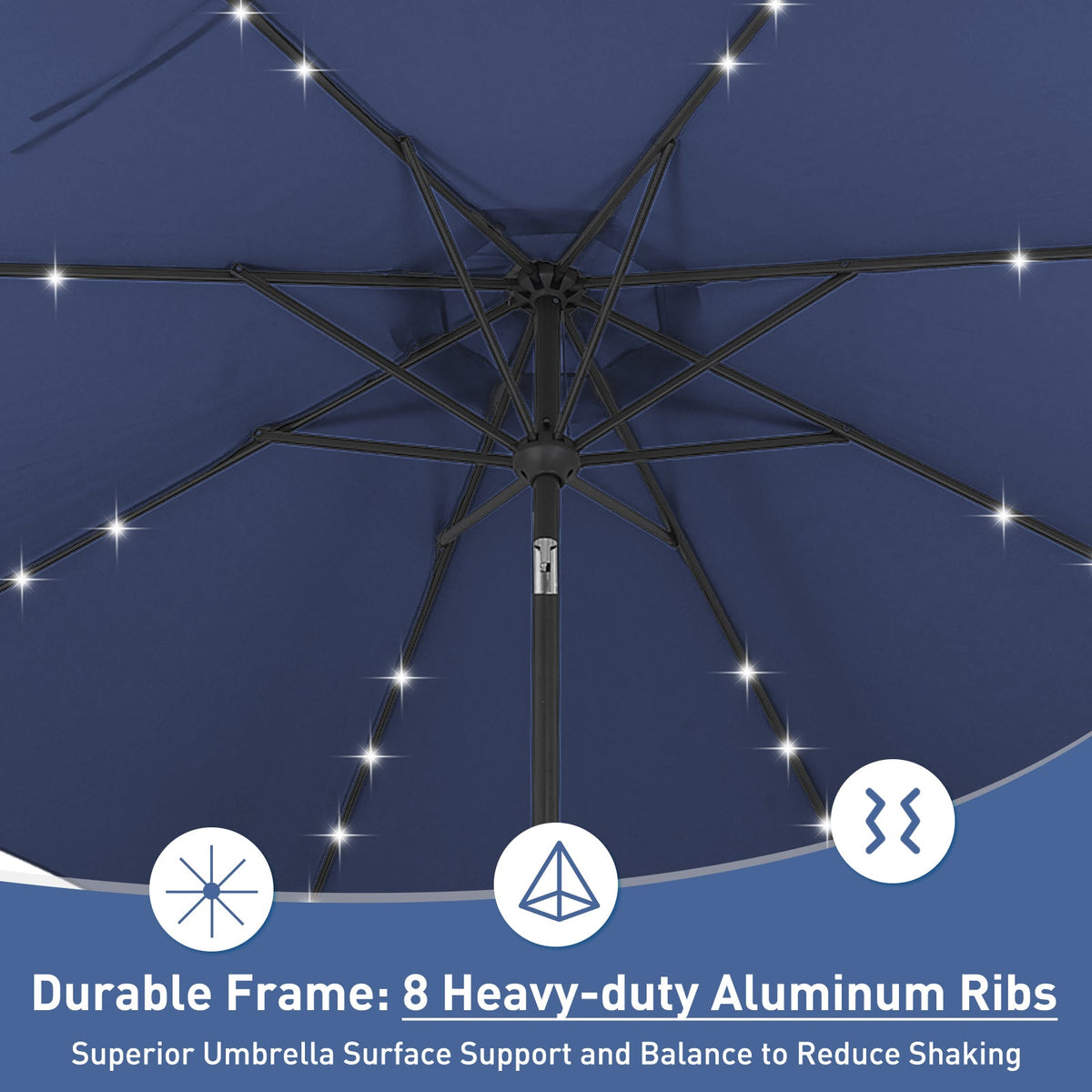 Ainfox 10ft Solar Patio Umbrella Outdoor Umbrella Market Umbrella With Decorative Pattern Umbrella