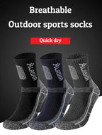 2 Pairs Winter Thermal Men Sports Socks Outdoor Warm Cycling Running Hiking Skiing Breathable Professional Crew Socks