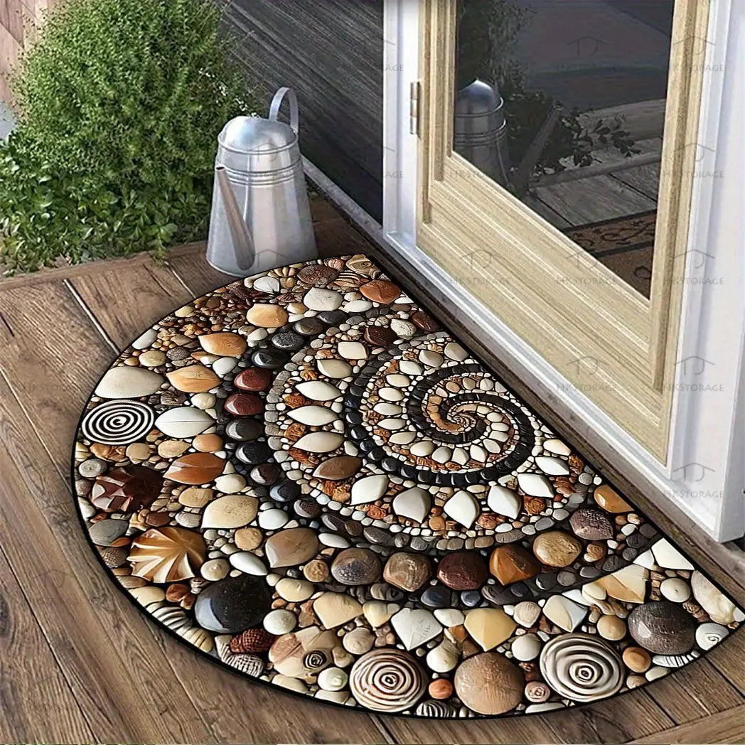 VIKAMA Flower Floor Mats Half Circle Printed Floor Mats Entryway Floor Mats Bathroom Door Mats Dirty Resistant Floor Mats