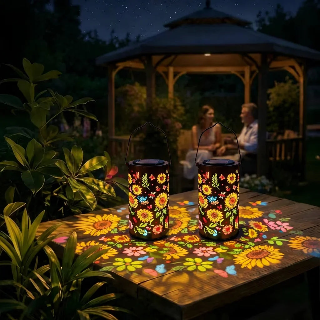 Colorful Solar Lanterns Outdoor Garden Decoration Sunflower Solar Glow Lantern Metal Hanging Solar Powered Light for Patio Lawn